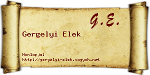 Gergelyi Elek névjegykártya